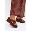 Dámske papuče na platforme z eco semišu čokoládovo hnedé calorine / G517 BROWN (Veľkosť 36)