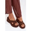 Dámske papuče na platforme z eco semišu čokoládovo hnedé calorine / G517 BROWN (Veľkosť 36)