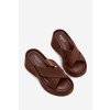 Dámske papuče na platforme z eco semišu čokoládovo hnedé calorine / G517 BROWN (Veľkosť 36)