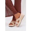 Dámske papuče na platforme z eco semišu béžove calorine / G517 BEIGE (Veľkosť 36)