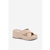 Dámske papuče na platforme z eco semišu béžove calorine / G517 BEIGE (Veľkosť 36)