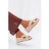 Dámske papuče na platforme z eco semišu béžove calorine / G517 BEIGE (Veľkosť 36)