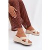 Dámske papuče na platforme z eco semišu béžove calorine / G517 BEIGE (Veľkosť 36)