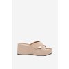 Dámske papuče na platforme z eco semišu béžove calorine / G517 BEIGE (Veľkosť 36)