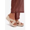 Dámske papuče na platforme z eco semišu béžove calorine / G517 BEIGE (Veľkosť 36)