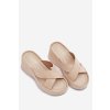 Dámske papuče na platforme z eco semišu béžove calorine / G517 BEIGE (Veľkosť 36)