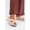 Dámske papuče na platforme z eco semišu béžove calorine / G517 BEIGE (Veľkosť 36)