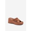 Dámske papuče na platforme z eco semišu hnedé calorine / G517 MOCHA (Veľkosť 36)