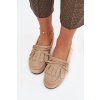 Dámske mokasíny so šnúrovaním a strapcami béžove glorina / D-063 KHAKI (Veľkosť 36)