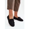 Dámske mokasíny so šnúrovaním a strapcami čierne glorina / D-063 BLACK (Veľkosť 36)