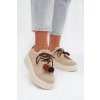 Dámske tenisky na platforme s ozdobnými pompony béžove corinna / D-123 BEIGE (Veľkosť 36)
