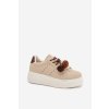 Dámske tenisky na platforme s ozdobnými pompony béžove corinna / D-123 BEIGE (Veľkosť 36)