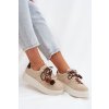 Dámske tenisky na platforme s ozdobnými pompony béžove corinna / D-123 BEIGE (Veľkosť 36)