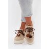 Dámske tenisky na platforme s ozdobnými pompony béžove corinna / D-123 BEIGE (Veľkosť 36)