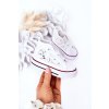 Detské vysoké tenisky s krajkou biele roly-poly / 872-B WHITE (Veľkosť 33)