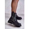 koža teplé na šnúrovanie členkové topánky čierne ritta / K22006 BLACK (Veľkosť 38)