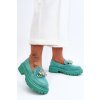 Dámske křišťálové mokasíny zelené avril / JH283P GREEN (Veľkosť 39)