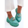 Dámske křišťálové mokasíny zelené avril / JH283P GREEN (Veľkosť 39)