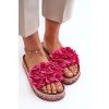 Dámske Sandále na platforme zdobené kvety fuksja nodina / CK253P FUSHIA (Veľkosť 38)