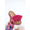 Dámske Sandále na platforme zdobené kvety fuksja nodina / CK253P FUSHIA (Veľkosť 38)