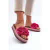 Dámske Sandále na platforme zdobené kvety fuksja nodina / CK253P FUSHIA (Veľkosť 38)