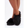 Kožušinové Dámske papuče čierne katrisse / WSL-202 BLACK (Veľkosť 36)