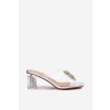 Průhledné nazouváky na podpätku s ozdobou d&a mr1037-20 strieborné / MR1037-20 SILVER (Veľkosť 36)