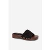 Dámske papuče so zlatými sponami čierne ferinna / H-131 BLACK (Veľkosť 36)