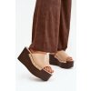 Dámske nazouváky na platforme s nýty béžove mareline / 78-190 BEIGE (Veľkosť 36)