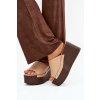 Dámske nazouváky na platforme s nýty béžove mareline / 78-190 BEIGE (Veľkosť 36)