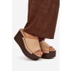 Dámske nazouváky na platforme s nýty béžove mareline / 78-190 BEIGE (Veľkosť 36)