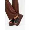 Dámske papuče na platforme s cvočky čierne mareline / 78-190 BLACK (Veľkosť 36)