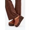 Dámske nazouváky na platforme s prackami camel mareline / 78-190 CAMEL (Veľkosť 36)