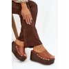 Dámske nazouváky na platforme s prackami camel mareline / 78-190 CAMEL (Veľkosť 36)