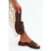 Dámske papuče na ploché podrážce čokoládovo hnedé lorania / 78-192/A COFFEE (Veľkosť 36)