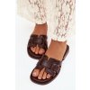 Dámske papuče na ploché podrážce čokoládovo hnedé lorania / 78-192/A COFFEE (Veľkosť 36)