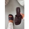 Dámske papuče na ploché podrážce čokoládovo hnedé lorania / 78-192/A COFFEE (Veľkosť 36)