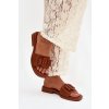 Dámske nazouváky na ploché podrážce s remienkom camel melivra / 78-193 CAMEL (Veľkosť 36)