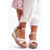 Béžové dámske sandále na platforme s pračkou, kód produktu QQ-509 WHITE (Veľkosť 36)