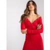 Červené dámske vypasované šaty RV-SK-7438.17 (Veľkosť L, Farba Červená)