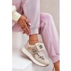 Dámske béžové semišové tenisky na platforme s leopardím vzorom kód produktu 88220 BEIGE (Veľkosť 36)