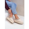 Dámske béžové snehule s kožušinkou na ploške, kód 8909 BEIGE (Veľkosť 36)