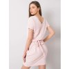 Dámske svetlo-ružové bavlnené šaty basic s elastanom RV-SK-6339.10X (Veľkosť L, Farba Svetlo-ružová)
