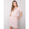 Dámske svetlo-ružové bavlnené šaty basic s elastanom RV-SK-6339.10X (Veľkosť L, Farba Svetlo-ružová)