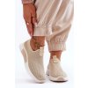 Béžové dámske tenisky na platforme s hrubšou podrážkou QH515-8 BEIGE (Veľkosť 36)