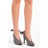 Semišové sivé lodičky s otvorenou pätou LB-330G
