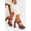 Dámske Sandále na podpätku a platforme eko koža camel hanelia / P-1496 CAMEL (Veľkosť 36)