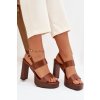 Dámske Sandále na podpätku a platforme eko koža camel hanelia / P-1496 CAMEL (Veľkosť 36)