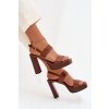 Dámske Sandále na podpätku a platforme eko koža camel hanelia / P-1496 CAMEL (Veľkosť 36)