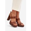 Dámske Sandále na podpätku a platforme eko koža camel hanelia / P-1496 CAMEL (Veľkosť 36)